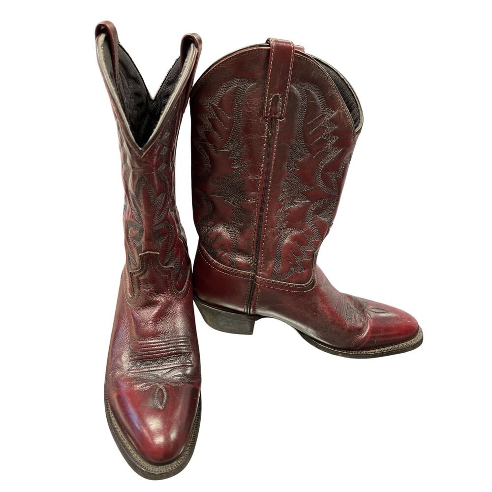 Laredo mens brown leather western mid calf boots sz 9.5D SKU 9947 - Picture 1 of 15